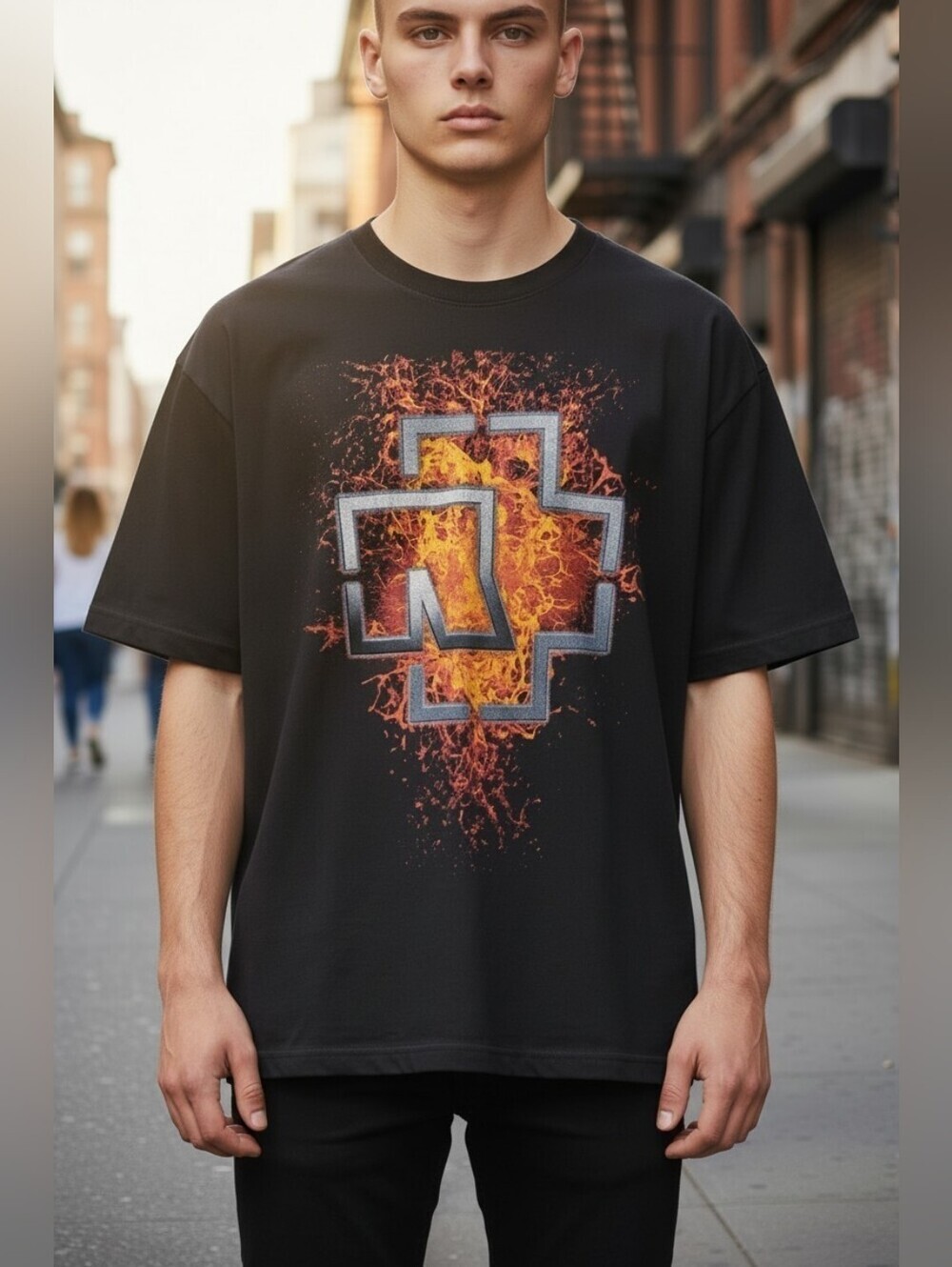 Vintage 2000s Rammstein Die Sonne Burn Over Print Shirt Band Tee Rare Size XL